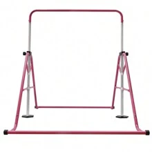 YUNRUX Gymnastics Horizontal Bars, Foldable Horizontal Bar Gymnastics Bar Training Equipment Outdoor Fitness Height Adjustable Pink - 玫紅色 - 查看 1