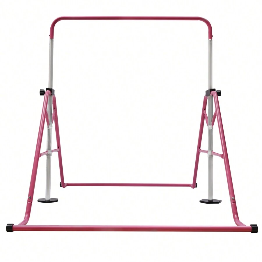 YUNRUX Gymnastics Horizontal Bars, Foldable Horizontal Bar Gymnastics Bar Training Equipment Outdoor Fitness Height Adjustable Pink - 玫紅色 - 查看 1