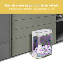 Botes de Basura,Cubo De Basura Automático Con Sensor Para Baño,Cubo de Basura de Plástico,Botes de Basura Inteligente,Cubo de basura inteligente con tapa,para Inodoro,Dormitorio y Sala De Esta - Blanco - Ver 4