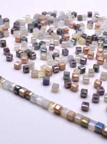 4mm 100pcs/Lot Pink Purple Cube Czech Crystal Glass Beads Cube Square Glass Loose Space Beads For Jewelry Making DIY Handmade