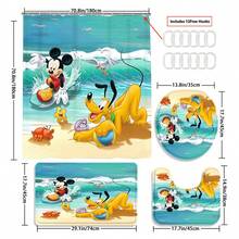 1 件/4 件浴室套装 - 防水布浴帘，带 12 个挂钩，防滑浴垫，U 型马桶座套，马桶盖套，浴室装饰 - 彩色 - 查看 3