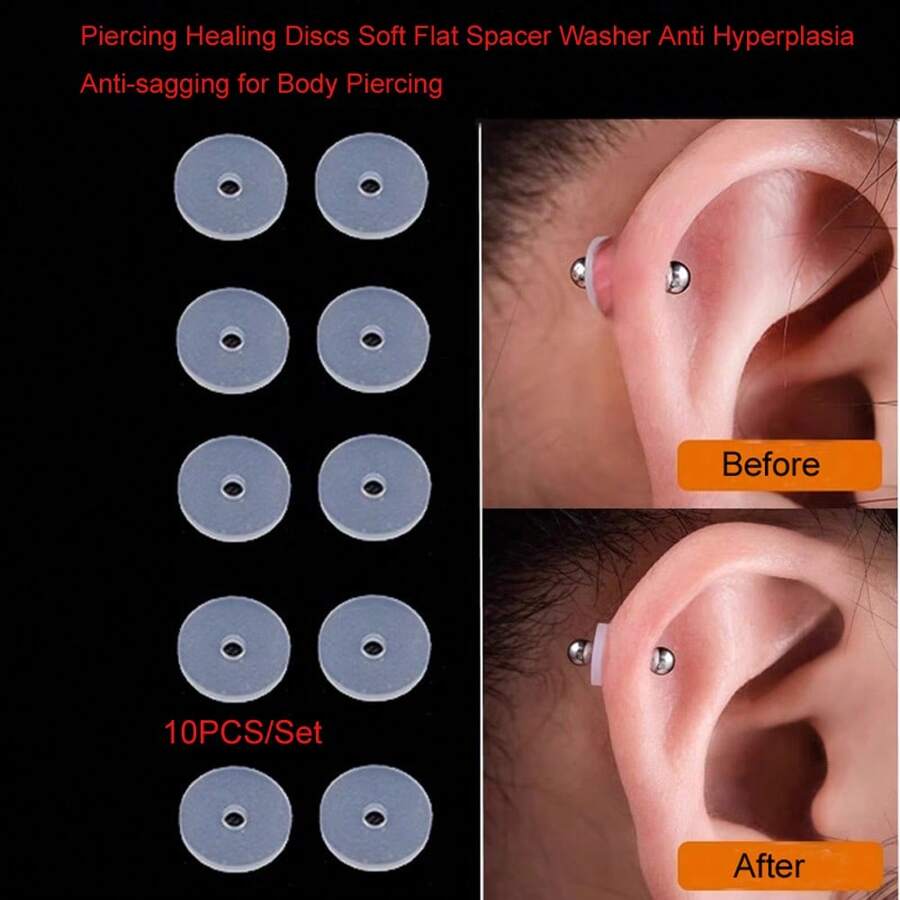 10PCS Piercing Healing Silicone Discs Flexible Anti Hyperplasia Saucer Prevents Irritation Inflammation Drilling Ear Stud Nose Ring Lip Piercing