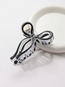 1pc Women's 11cm Elegant Ribbon Bow Plastic Drip Hair Claw Clip, Daily Wear Valentine's Day Valentines Hair Clips Hair Jaw Clip Hair Clamps Hair Clutch Hair Catcher Clip
