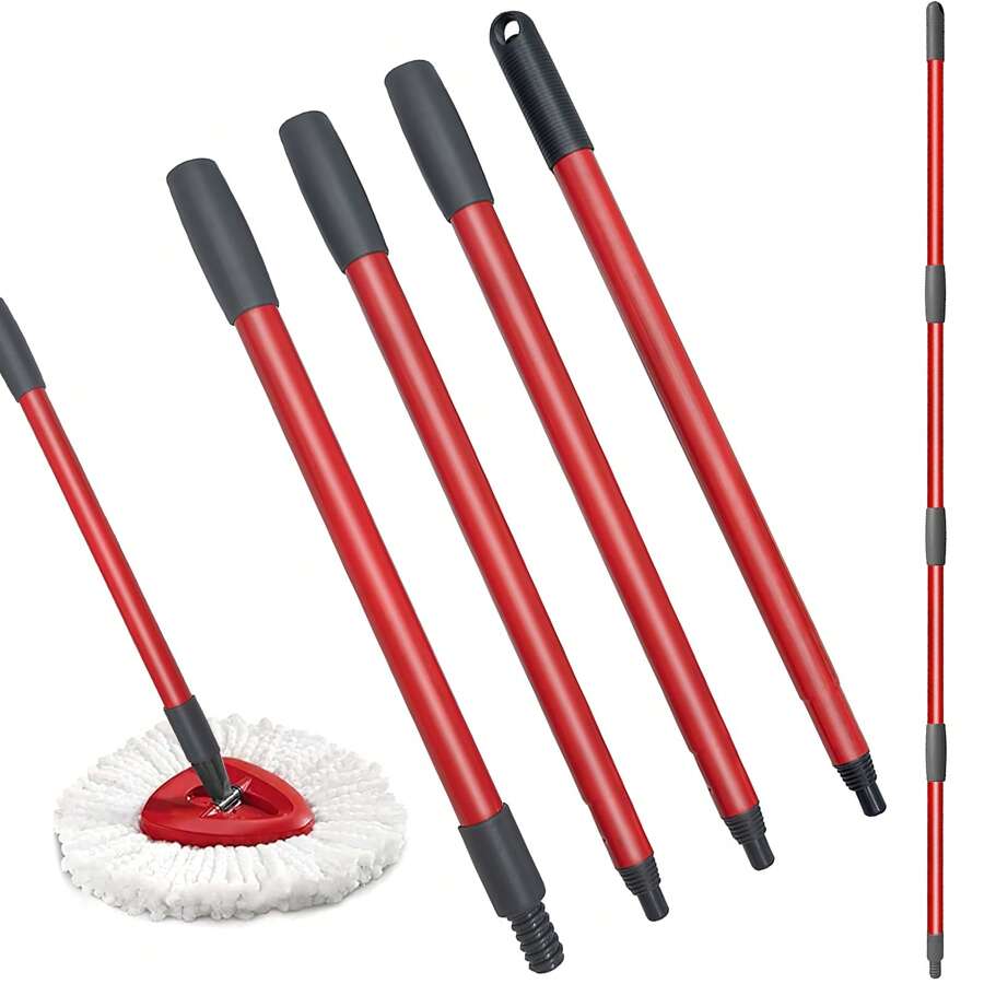 Qulable Spin Mop Replacement Handle - Mop Stick Compatible With O-Cedar Spin Mop, 4-Section 30" To 58" Mop Handle Replacement Stick, EasyWring Mop Handle For Floor Cleaning(Mop Head&Base Not Include)