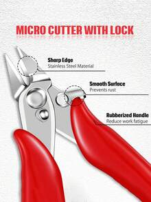 3.5-Inch Micro Cutter With Lock - Jewelry Small Snips, Soft Wire Cutter, Mini Flush Cutting Pliers, Diagonal Cutting Pliers, Small Cutting Side Snips Pliers, Diy Supply - Multicolor - View 3