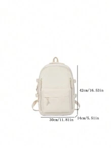 1pc Nylon Zipper Closure Fashionable Unisex Backpack With Simple Design, Suitable For Daily Use