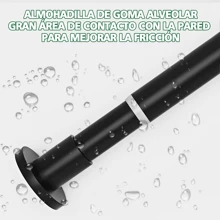 Tubo para Cortina de Baño,Barra de Cortina de Baño,para Cortina de 110 a 200cm,Cortinero para Baño Ajustable y Retráctil,Cortinero Baño Sin Perforaciones para Balcones, Armarios y Baños - Negro - Ver 6
