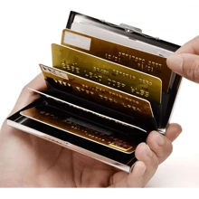 Portefeuille en métal en acier inoxydable pour femme ou homme, noir S pour femme, portefeuille pour homme, noir S pour femme, cadeau, petits cadeaux, cadeaux d'anniversaire, cadeau pour homme, porte-cartes, porte-cartes de visite, porte-cartes de crédit pour homme, mini portefeuille, porte-cartes, portefeuille Rfid