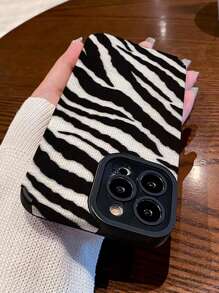Zebra-Striped Anti-Shock PU Leather Phone Case Compatible With IPhone 11, IPhone 12 Pro Max, IPhone 14 Pro Max, IPhone 15 And Other Phone Models