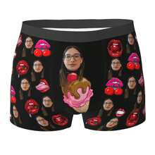 Cuecas Engraçadas Personalizadas para Homens, Namorado, Marido, Cuecas Boxer com Foto do Rosto, Presentes do Dia dos Namorados para Ele - Preto - Visão 17