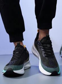 全新高品質男女時尚休閒運動鞋，具有雙色豪華設計、減震、彈性和耐磨性，適用於學生和情侶 - 黑色 - 查看 4