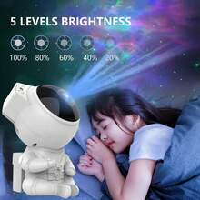 Astronauta Proyector de Estrellas con Bluetooth Estéreo, 3-IN-1 Proyector de Galaxias con Bocina Bluetooth, Lámpara LED, 8 Modos y 360° Ajustable, Perfecto para fiestas, Niños - Blanco - Ver 3