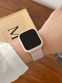 Bộ 2 chiếc dây đeo đồng hồ silicon từ tính có thể điều chỉnh màu hồng thời trang phối màu tương phản và vỏ bảo vệ đồng hồ mềm rỗng, tương thích với Apple Watch 38/40/41/42/44/45/46/49mm, tương thích với Apple Watch Series Ultra/SE/11/10/9/8/7/6/5/4/3/2/1 - Màu hồng (không có đồng hồ) - Xem 4