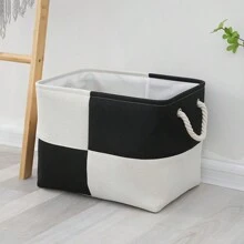 1pc Large Fabric Storage Basket, 40x30x30cm Square Shape, Household Capacity Dirty Clothes Sorting And Storage Basket - Multicolor - View 2