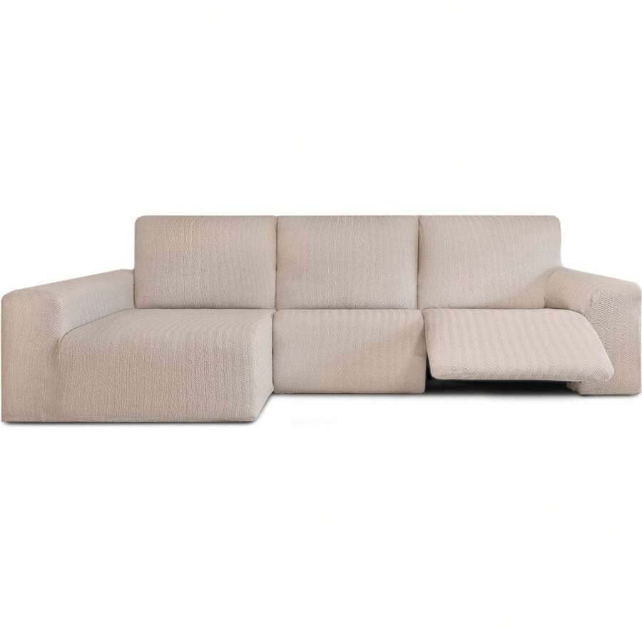 Eysa Relax Chaise Longue Sofa Cover Long Left Arm Bielastic Jacquard Extra Soft Touch - Left Chaise Longue Sofa Cover Maximum Adaptability And Protection Perfect Fit - Chaise Longue Sofa Cover 100% Made In Spain - Lạc đà - Xem 1