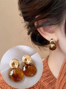 Meladerm Gradient Round Hong Kong Style Earrings For Women, New Arrival Earrings With High-End And Luxurious Feeling