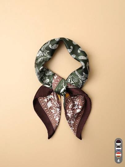 1 st polyester paisleymönster lapptäcke sidenliknande 60 cm fyrkantig halsduk, mångsidig herrbandana halsduk