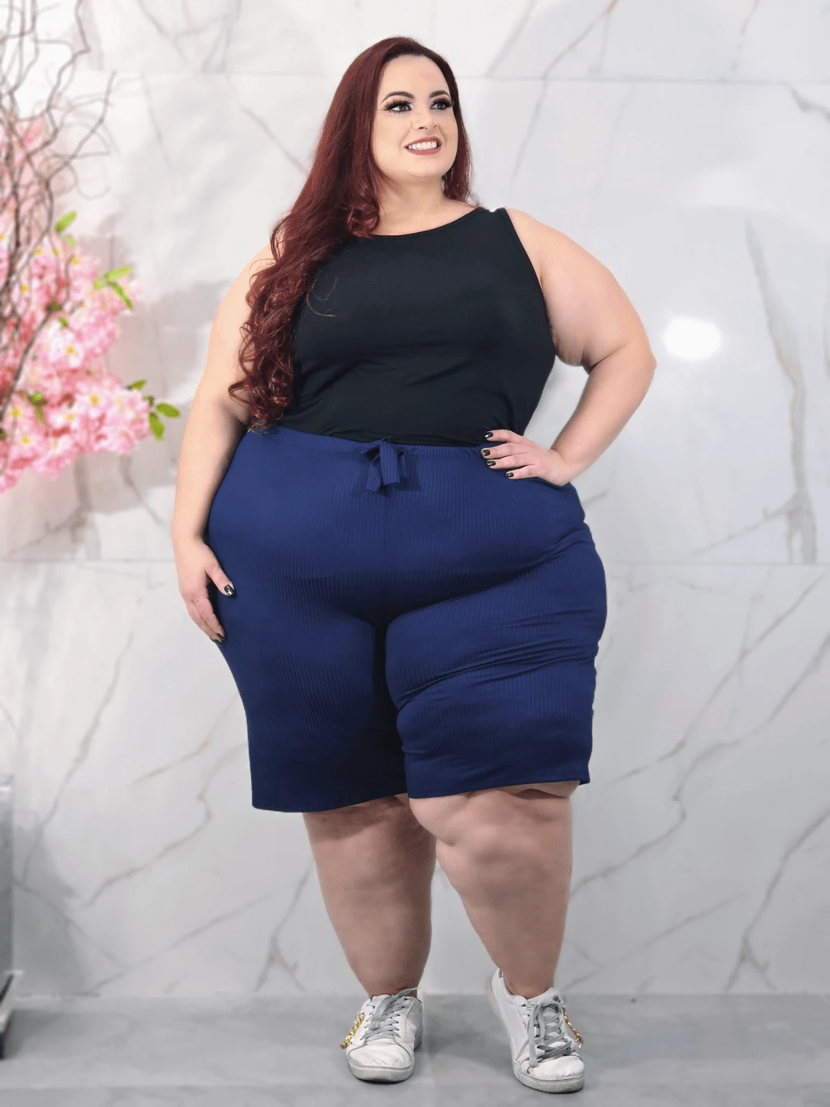 Plus Size Shorts - 藏蓝色 - 查看 1