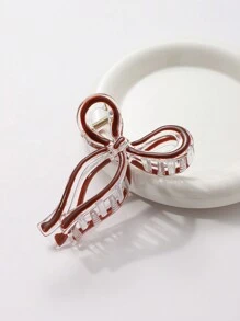 1pc Women's 11cm Elegant Ribbon Bow Plastic Drip Hair Claw Clip, Daily Wear Valentine's Day Valentines Hair Clips Hair Jaw Clip Hair Clamps Hair Clutch Hair Catcher Clip
