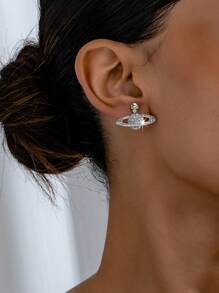 2 件骷髅星球设计耳环，复古奢华优雅女士日常佩戴，新品上市 - 彩色 - 查看 2