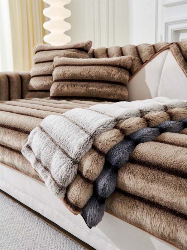 1 peça Capa de Almofada de Sofá de Inverno Peluda e Gorda, Capa de Sofá Antiderrapante, Almofada de Assento de Sofá Totalmente Envoltórios com Decoração de Garras de Gato, Almofada de Sofá Universal, Capa de Sofá Antiderrapante, Almofada à Prova de Poeira, Capa de Sofá Lavável à Máquina