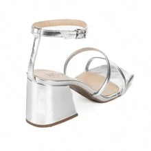 Women Heeled Sandals - Silver - View 3