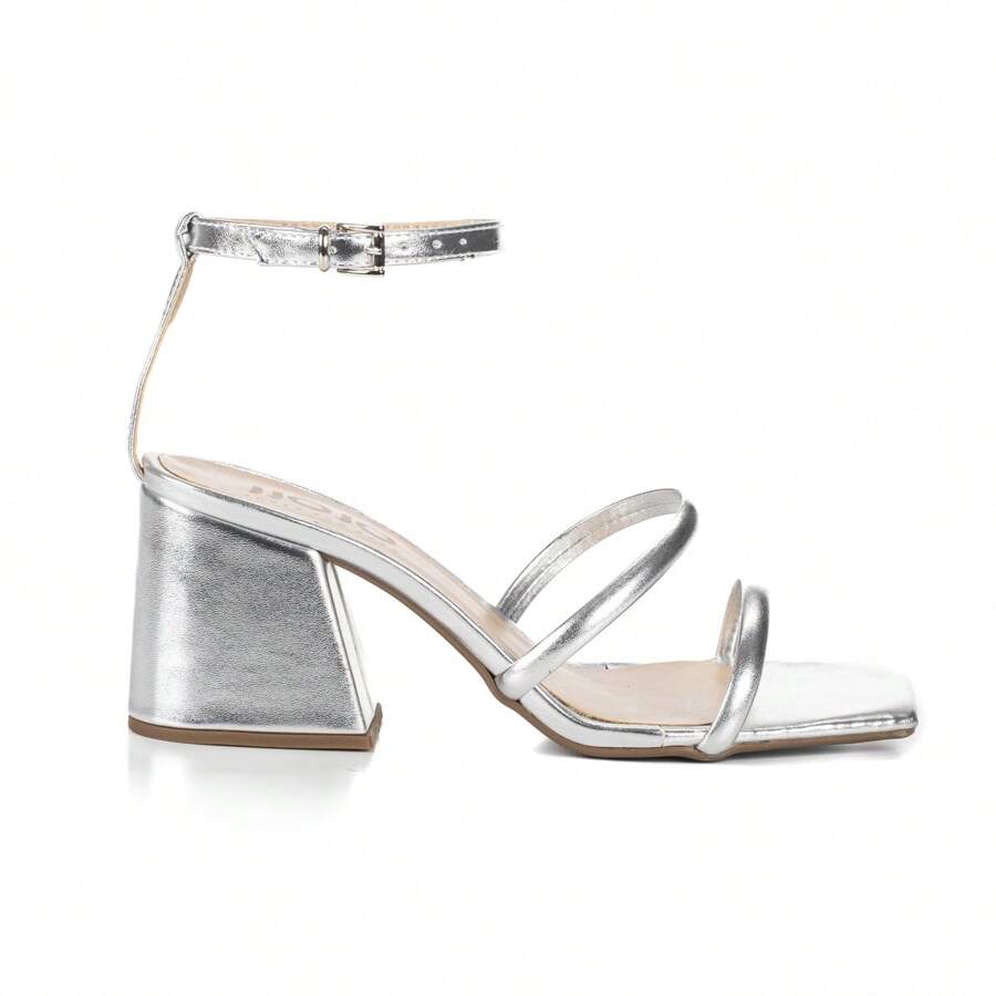 Women Heeled Sandals - Silver - View 1