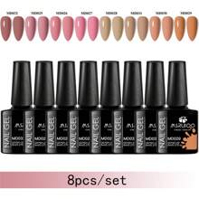 Set/Kit 8 pezzi da 8ml di smalto gel unghie glitterato, serie di colori viola, rosa, marrone, rosso, smalto semipermanente, da immergere, per unghie UV LED, per manicure