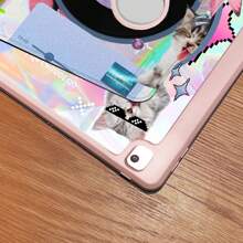 Khe cắm bút+720° Xoay Hộp đựng IPad Pro 2024 13-Inch/5th /6th/Pro 1st 2nd/7th /Air 2024 4th 5th Gen/8th /9th Gen/4th Gen 10 Lỗ LOGO Chống sốc Da PU Mèo dễ thương Chó Hoa văn cổ điển Vỏ IPad - Màu Hồng  San hô - Xem 8