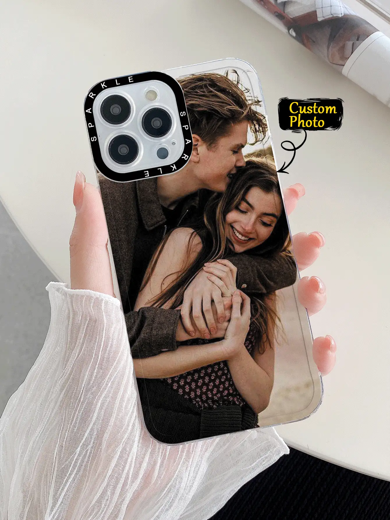 1 pieza Funda de teléfono personalizada con imagen, funda de teléfono con diseño de foto personalizada, funda de teléfono personalizada con imagen, funda de teléfono personalizada con imagen, regalo de aniversario, regalo de San Valentín, regalo de cumpleaños, regalo de boda, regalo del Día de la Madre, regalo del Día del Padre, regalo para el mejor amigo, regalo para mamá/papá, regalo para novio, regalo para novia, adecuado para 11/12/13/14/15promax, Serie Galaxy A15/A25/A35/A55/S23/24ultra, Fundas de teléfono personalizadas, Otoño elegante, Versión internacional, no la versión nacional - transparente - Ver 2