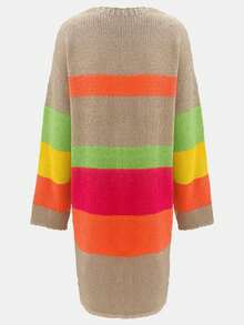 Korean Style Christmas Casual Boho Holiday Party Vintage Dress Women Old Money Style Cute Airport Streetwear Country Concert Outfit Cosplay Halloween Costume Halloween 2025 Sexy Witch Costume Going Out Fall Women Clothes Back To School Clothes Y2K Country Concert Outfit Fall Dresses For Women Winter Outfit For Women Goth Steampunk Round Neck Rainbow Striped Loose Mid-Length Knitted Dress