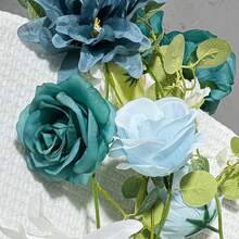 1入組5.9英尺人造花綠葉花藤裝飾，含有花朵的尤加利綠葉藤，粉色玫瑰花藤，可用於婚禮桌布中心點和背景裝飾 - 粉色 - 查看 7