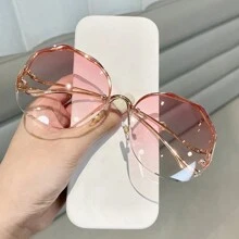 Gafas de moda de mujer con montura sin patillas, de estilo redondo, de moda, con estilo europeo y americano