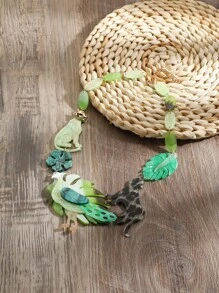 1pc Peacock Leopard Animal Series Necklace For Women, Fashionable And Exaggerated