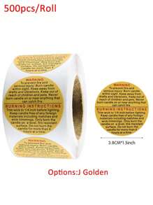 500 piezas Etiquetas de advertencia redondas de 1.5 pulgadas para velas, herramientas DIY para hacer velas - 500 piezas/rollo - Ver 14