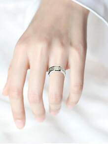 1 Pc Fashion Chinese Dragon Luminous Stainless Steel Rings For Men Jewelry Accessories Classical Men Rings Engagement Wedding Band Valentine's Day Gift,Mom,Mother,Mother's Day,Gift - Silver - View 4