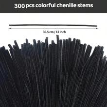100/200/300 unidades Limpiapipas negros, 6 mm x 30 cm, tallos de chenilla, decoraciones DIY creativas, limpiapipas para manualidades, suministros de manualidades con palitos borrosos, decoración de artes y vacaciones
