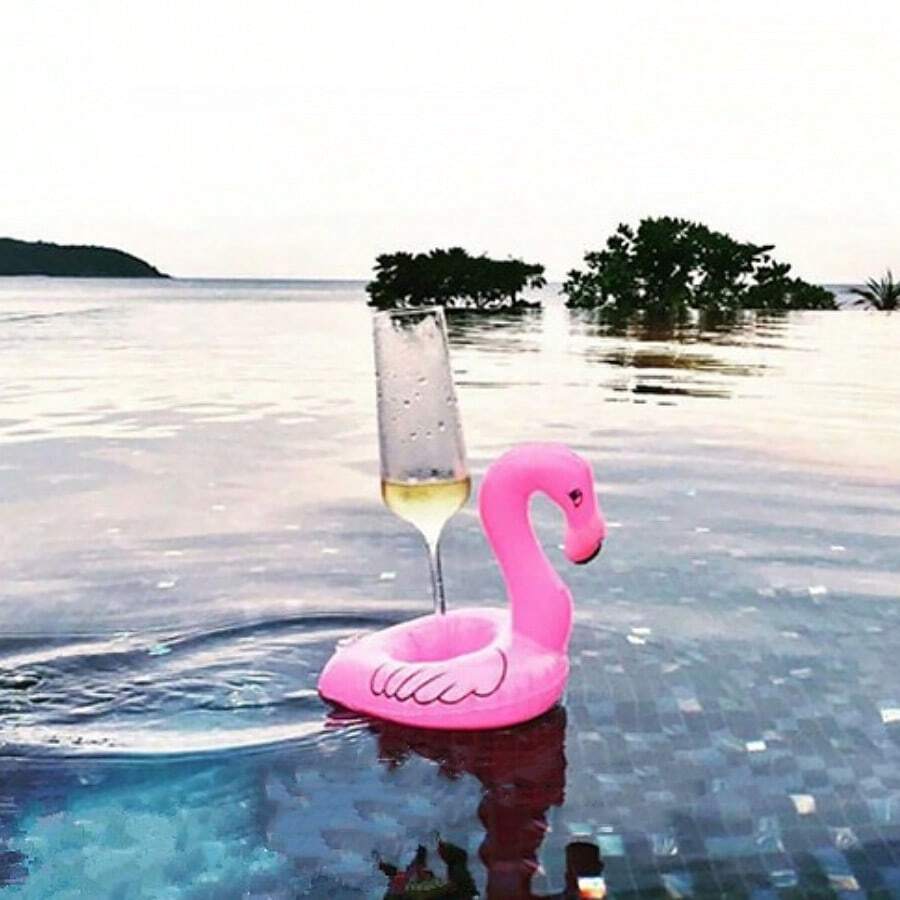 1Pc Inflatable Flamingo Swimming Ring Mini Floating Drink Holder ...