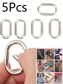 5pcs Metal Oval Spring Buckle Can Be Opened Keychain Bag Hook Dog Chain Buckle Accessories O-Ring Buckle Luggage Hardware Accessories Oval Opening Carabiner