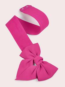 Cinturón ancho con decoración de lazo lindo para Halloween, Día de San Valentín, verano, escuela, otoño, Halloween - Rosa Fucsia - Ver 2