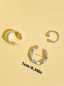 Pendientes de aro circular conectados de estilo simple y elegante, aretes de aro metálicos exagerados, joyería de moda para damas - Plateado - Ver 5