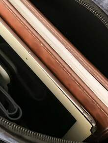 1入新款純色背包，大容量休閒肩背包，多功能戶外旅行袋，健身桶袋，防濺面料，經典肩背書包學校背包返校通勤書包學生背包 - 黑色 - 查看 8