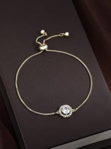rakol 1條簡約立方氧化鋯裝飾手鍊，適合女性日常佩戴 - 金色 - 查看 2