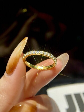 1pc 4 Claw Round Design D Colour Sparkling Moissanite Diamond Ring For Women S925 Sterling Silver Romantic Promise Wedding Ring Eternity Ring Memorial Ring Birthday Gift Christmas Jewellery Gift