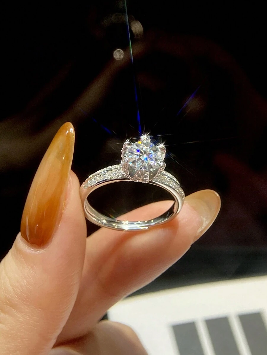 1 Chiếc Nhẫn Lá Phong Kim Cương Moissanite Không Màu 1 Carat 6 Móng Thiết Kế Nhẫn Đính Hôn Nữ Bạc Sterling S925 Nhẫn Lãng Mạn Đơn Giản Nhẫn Vĩnh Cửu Nhẫn Kỷ Niệm Ngày Cưới Quà Tặng Trang Sức Cao Cấp - Bạc - Xem 1