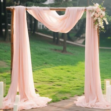 1pc Elegant Sheer Wedding Arch Backdrop For Indoor And Outdoor Decoration - Light Cheek Powder - View 2