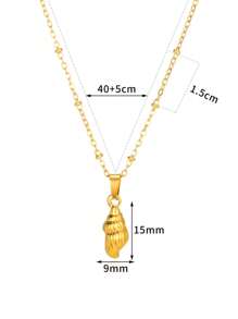 Vòng cổ mặt dây chuyền nguyên tố ốc xà cừ bằng thép không gỉ mạ vàng 18k làm mới Lsland Beach dành cho nữ Chuỗi xương đòn không thấm nước với bùa màu vàng cổ điển, Trang sức bãi biển mùa hè - Vàng - Xem 13