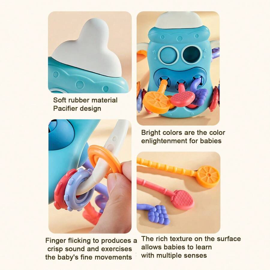 Baby Teether, Milk Bottle Shaped Educational Toy For 01 Year Old