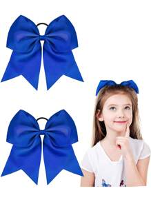 2 Packs Girl's School Sports Cheerleading Bow 8 Inch Cheer Hair Bows Large Cheerleading Hair Bows With Ponytail Holder For Teen Girls Softball Cheerleader Outfit Uniform