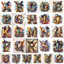 1 件 20x20 公分/7.87x7.87 吋 Diy 5d 鑽石畫套件,無框,全套 26 個字母,帶全鑽鑽石藝術刺繡十字繡圖片,非常適合牆壁裝飾,適合初學者,完美的感恩節禮物 - 彩色 - 查看 9